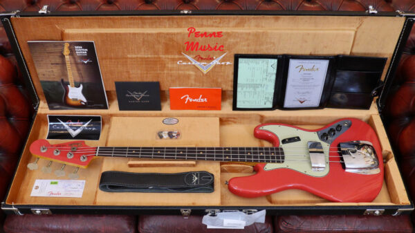 Fender Custom Shop Time Machine 1963 Jazz Bass Aged Fiesta Red Journeyman Relic 9236081240