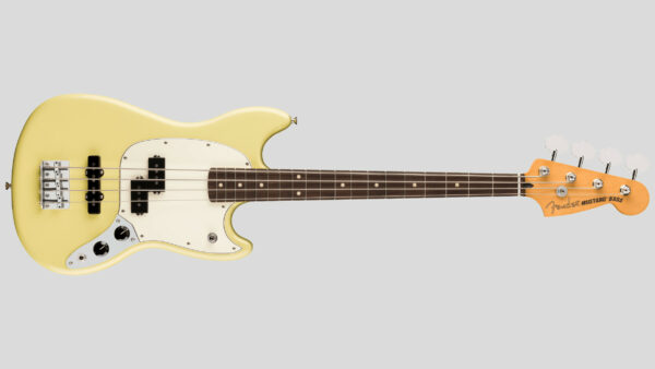 Fender Player II Mustang Bass PJ Hialeah Yellow 0140490561 con custodia Fender in omaggio