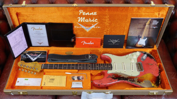 Fender Custom Shop Ltd Ed. 1961 Bone Tone Strato Aged Fiesta Red over Sunburst SHR 9236081310